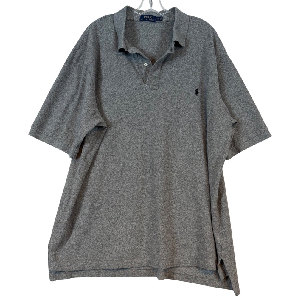 Polo Ralph Lauren Mens 2XLT Tall Gray Heather Short Sleeve Jersey Polo Shirt